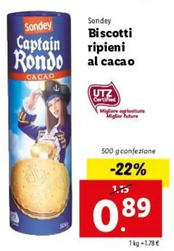 Lidl Biscotti Ripieni Al Cacao 500g offerta