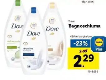 Lidl Dove Bagnoschiuma 450ml offerta