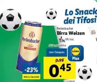 Lidl Perlenbacher Birra Weizen 500ml offerta