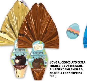 PENNY Uovo Al Cioccolato Extra Fondente 75% Di Cacao, Al Latte Con Granella Di Nocciola Con Sorpresa 300 g offerta