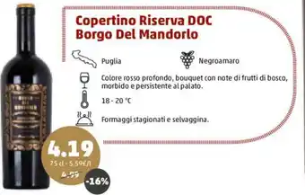 PENNY Copertino Riserva DOC Borgo Del Mandorlo 75 cl offerta