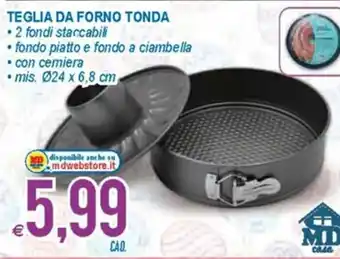 MD Discount Teglia Da Forno Tonda 24x6,8cm offerta