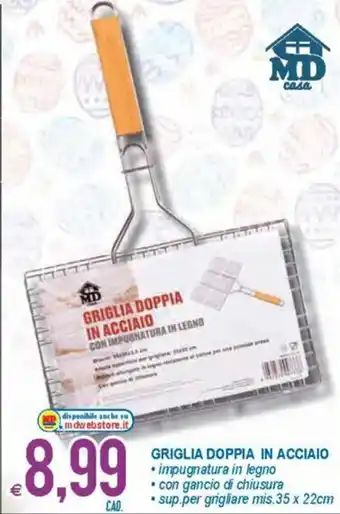 MD Discount Griglia Doppia In Acciaio 35x22cm offerta
