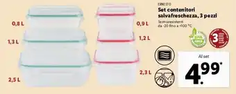 Lidl Set Contenitori Salvafreschezza, 3pezzi offerta
