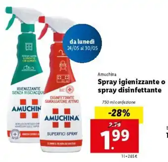 Lidl Amuchina Spray Igienizzante 750ml offerta