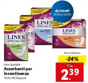 Lidl Lines Specialist Assorbenti per In Continenza offerta