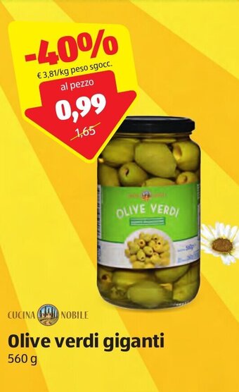 ALDI Cucina Nobile Olive verdi giganti 560 g offerta