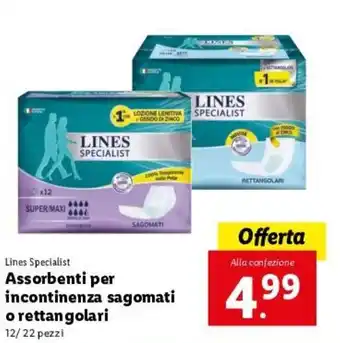 Lidl Lines Specialist Assorbenti Per Incontinenza Sagomati o Rettangolari offerta
