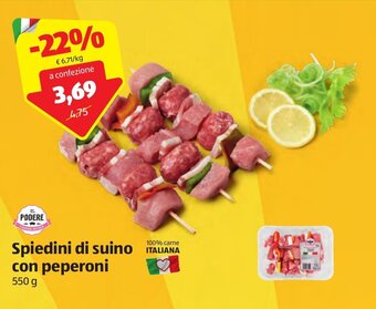 ALDI Il Podere Spiedini di Suino con peperoni 550 g offerta