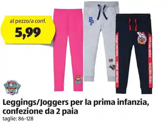 ALDI Leggings/Joggers per la prima infanzia, confezione da 2 paia 86-128 offerta