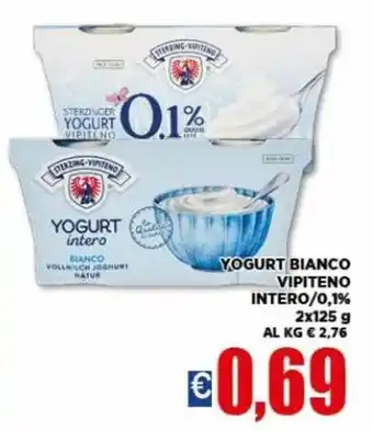 Vivo Supermercati Vipiteno Yogurt Bianco Intero/0,1% 2x125 g offerta