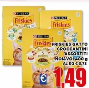 Vivo Supermercati Purina Friskies Gatto Croccantini Assortiti Noi & Voi 400 g offerta