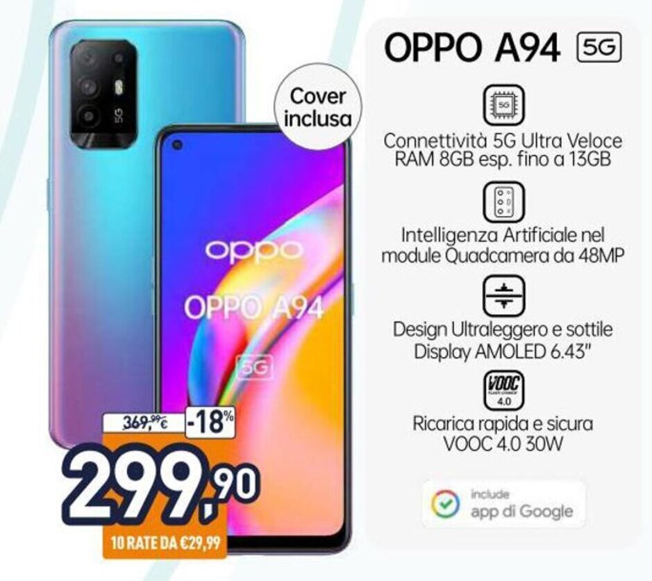 Oppo A94 5G offerta di Unieuro