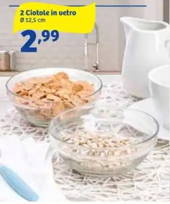 2 Ciotole in vetro Ø 12,5 cm