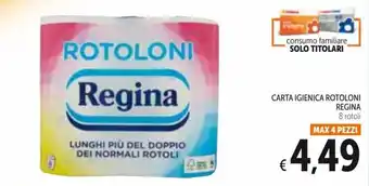 Spazio Conad Regina Carta Igienica Rotoloni 8 rotoli offerta