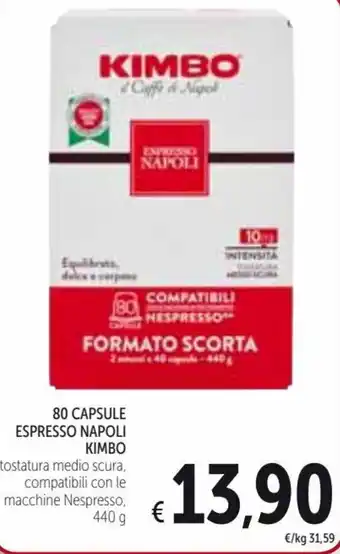 Spazio Conad Kimbo 80 Capsule Espresso Napoli 440 g offerta