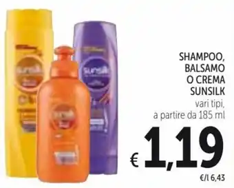 Spazio Conad Sunsilk Shampoo, Balsamo o Crema 185 ml offerta