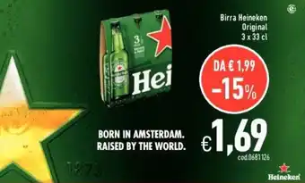 C+C Italmarket Birra Heineken Original 3 x 33 cl offerta
