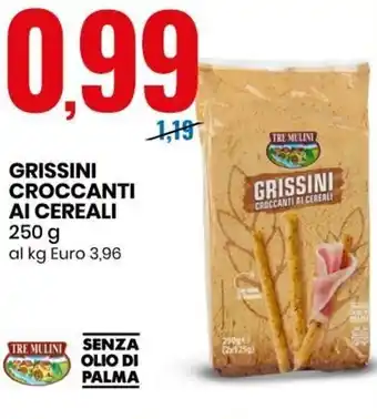 Eurospin Tre Mulini Grissini Croccanti Ai Cereali 250 g offerta