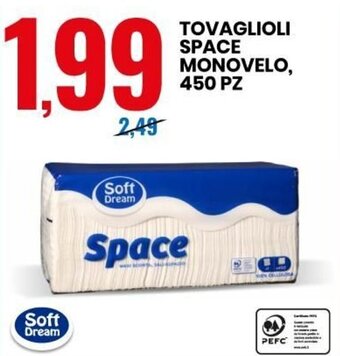 Eurospin Soft Dream Tovaglioli Space Monovelo, 450 pz offerta