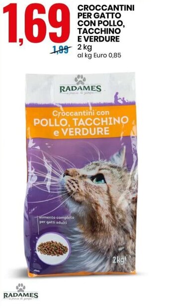 Eurospin Radames Croccantini per Gatto con Pollo, Tacchino e Verdure 2 kg offerta