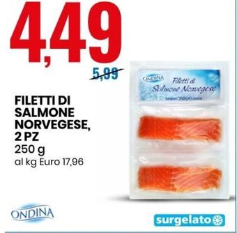 Eurospin Ondina Filetti di Salmone Norvegese, 2 pz 250 g offerta