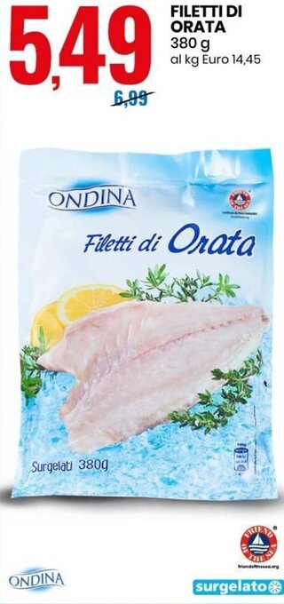 Eurospin Ondina Filetti di Orata 380 g offerta