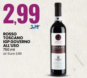 Eurospin Rosso Toscano IGP Governo All'Uso 750 ml offerta