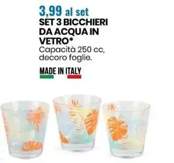Eurospin Set 3 Bicchieri da Acqua in Vetro offerta