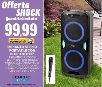 Eurospin Impianto Stereo Portatile Con Bluetooth offerta