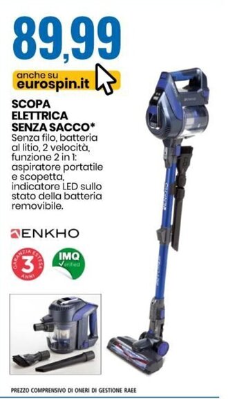 Enkho Scopa Elettrica Senza Sacco