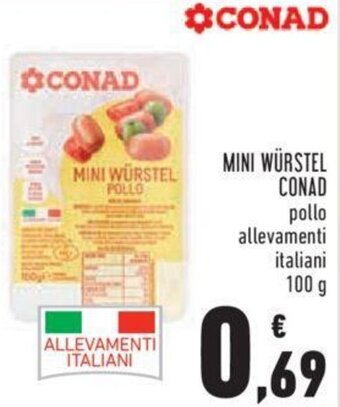 Conad Conad Mini Würstel pollo allevamenti italiani 100 g offerta
