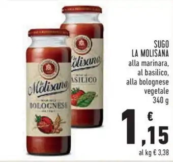 Conad La Molisana Sugo alla marinara, al basilico, alla bolognese vegetale 340 g offerta