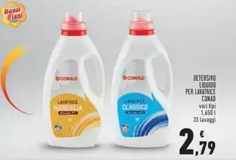 Conad Conad Detersivo Liquido per Lavatrice vari tipi 1,650 L offerta