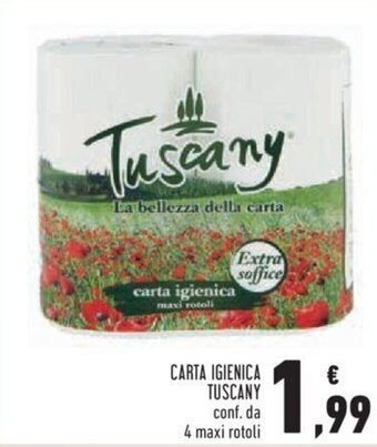 Conad Tuscany Carta Igienica 4 maxi rotoli offerta