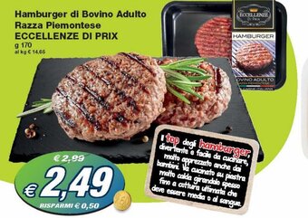 Prix Quality Eccellenze Di Prix Hamburger di Bovino Adulto Razza Piemontese 170 g offerta