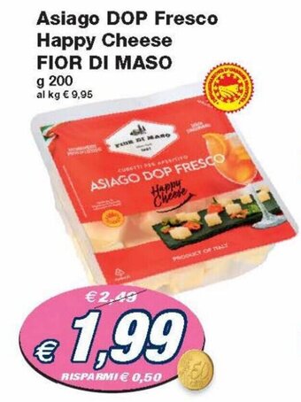 Prix Quality Fior Di Maso Asiago DOP Fresco Happy Cheese 200 g offerta