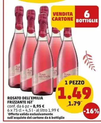 PENNY Rosato dell'emilia frizzante igt 1 pezzo offerta