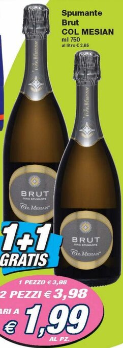 Prix Quality Col Mesian Spumante Brut 750 ml offerta