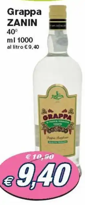 Prix Quality Zanin Grappa 40° 1000 ml offerta