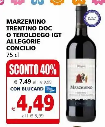 Il Gigante Marzemino trentino doc o teroldego igt allegorie concilio offerta