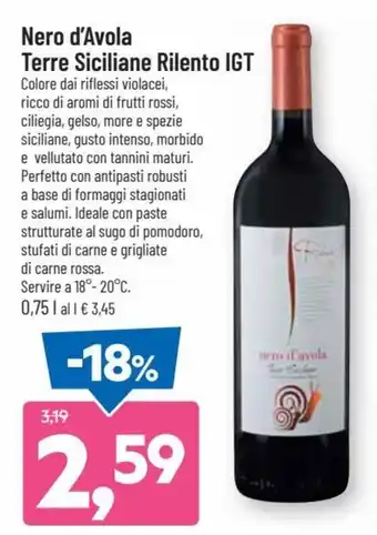 DPiù Nero d'AVola Terre Siciliane Rilento IGT 0,75 l offerta