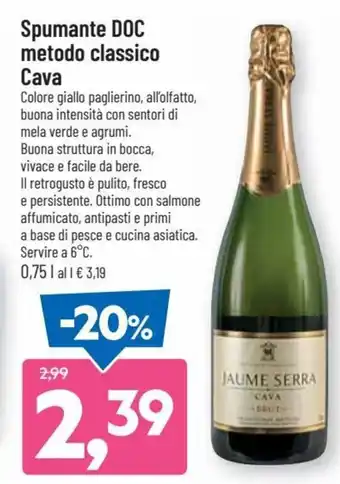 DPiù Spumante DOC metodo classico Cava 0,75 l offerta