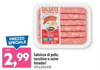 DPiù Amadori Salsicce di pollo, tacchino e suino 430 g offerta