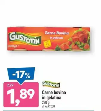DPiù Gustotin Carne bovina in gelatina 270 g offerta