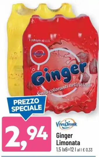 DPiù Vivi Drink Ginger Limonata 1,5 l x 6 offerta