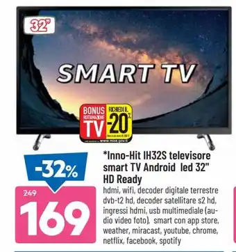 DPiù *Inno-Hit IH32S televisore smart TV Android led 32" HD Ready offerta