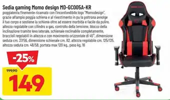 DPiù Sedia gaming Momo design MD-GC005A-KR offerta