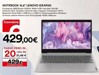 Ipercoop Lenovo Notebook 15,6" Ideapad offerta