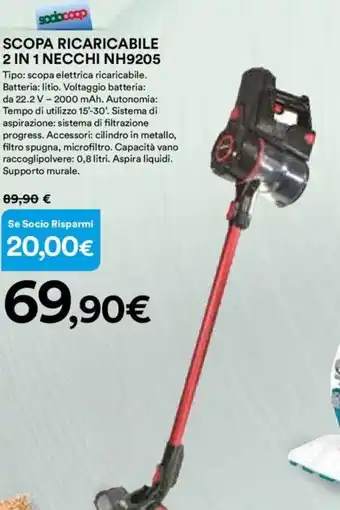 Necchi Scopa Ricaricabile 2 in 1 NH9205